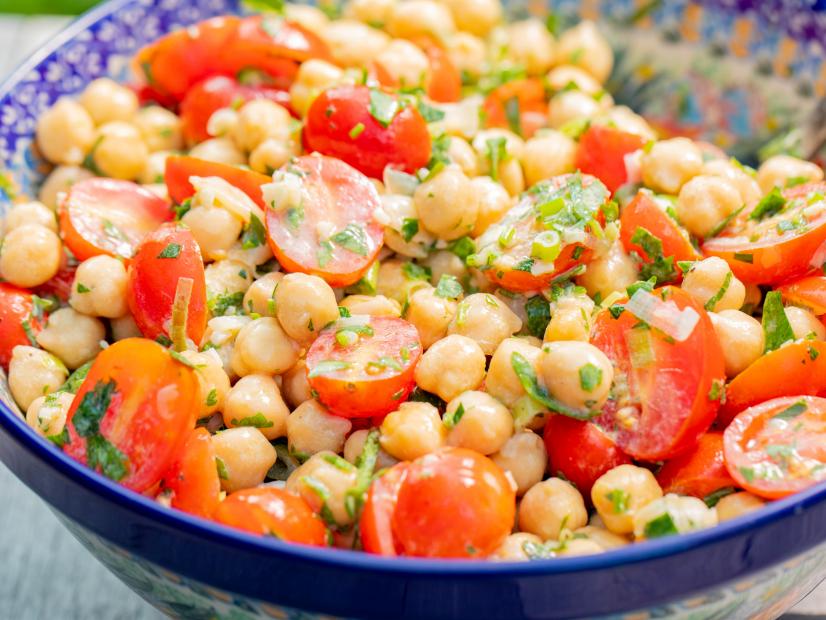 Host Michael Symon's Chickpea Salad, as seen on Symon's Dinners Cooking Out, Season 3.