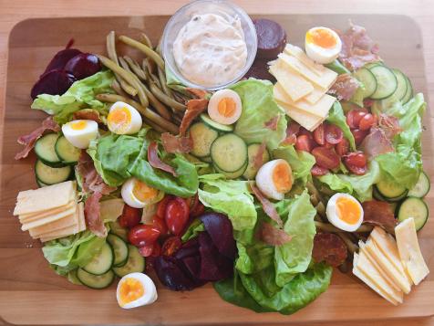 Pub Salad Board with Creamy Caper Tarragon Dressing