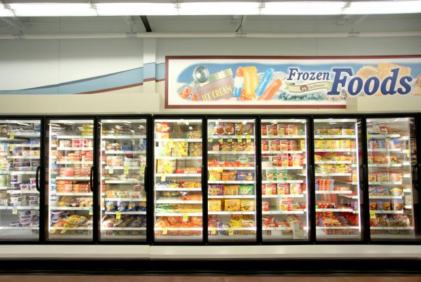 The frozen food department of an Iowa grocery store.