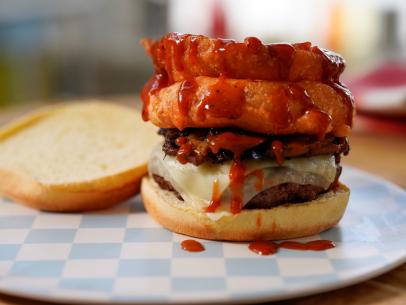 Sunny Anderson makes her Easy Smokehouse Burger, as seen on Food Network's The Kitchen, Season 30