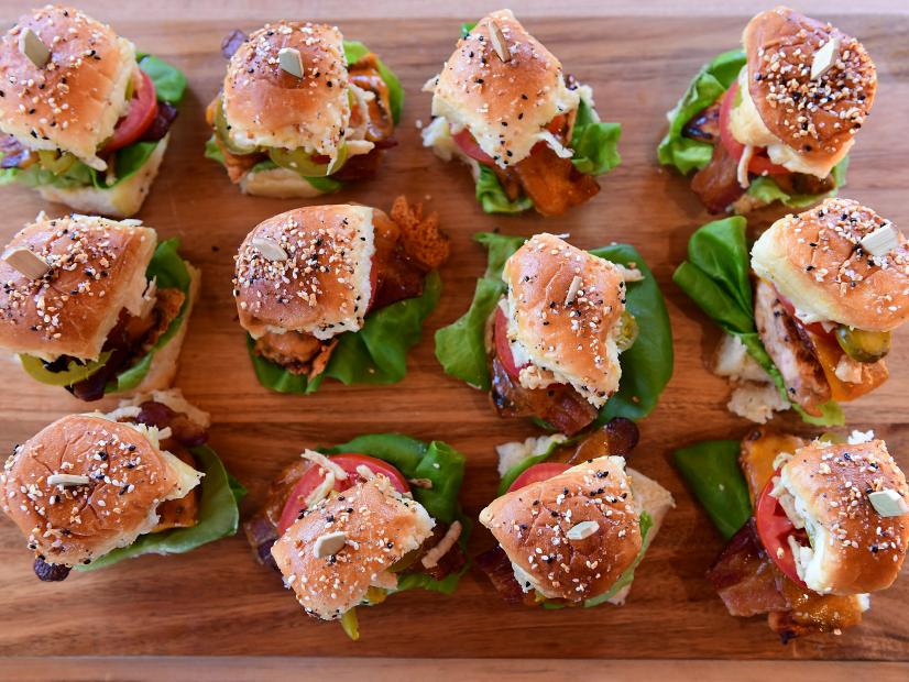 Close-up of Ladd's Chicken Bacon Sliders, as seen on The Pioneer Woman, season 31.
