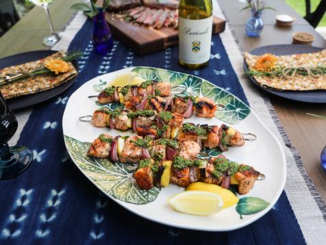 Salmon Kebabs with Herb Sauce