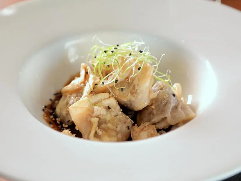 Ropa Vieja Dumplings as served at Salao in Caguas, Puerto Rico, as seen on Diners, Drive-Ins and Dives, Season 35.