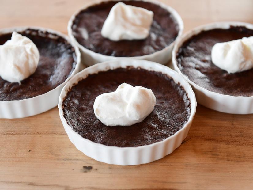 Close-up of Dark Chocolate Brownie Puddings, as seen on The Pioneer Woman, season 31.