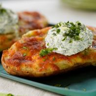 Sunny Anderson makes her Green Goddess Twice Baked Potatoes, as seen on The Kitchen, Season 31.