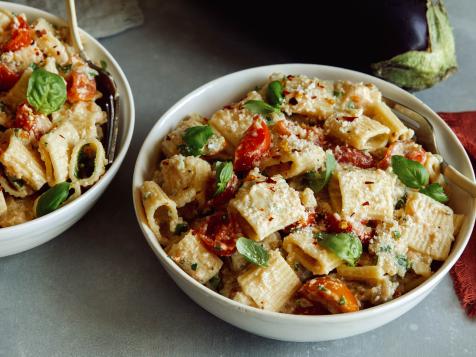 Summer Pasta with Grilled Eggplant Sauce