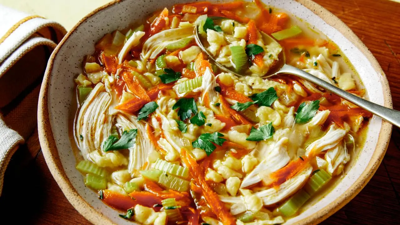 Grated Pasta Chicken Soup