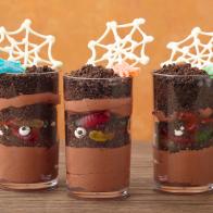 Food Network Kitchen’s Spiderweb Dirt Cups, as seen on Food Network.