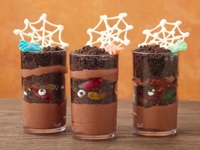 Food Network Kitchen’s Spiderweb Dirt Cups, as seen on Food Network.