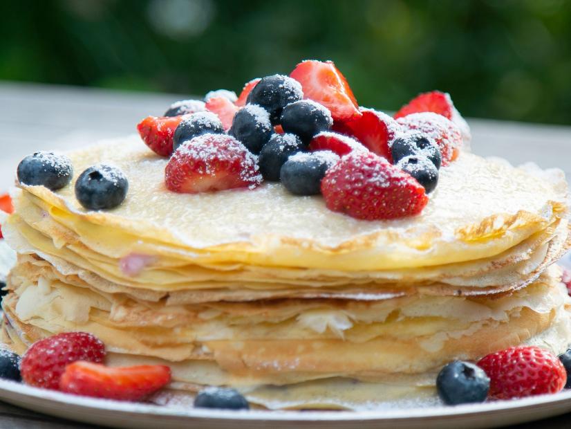 Red, White and Blue Crepe Cake, as seen on Food Network's Symon's Dinners Cooking Out, Season 3.