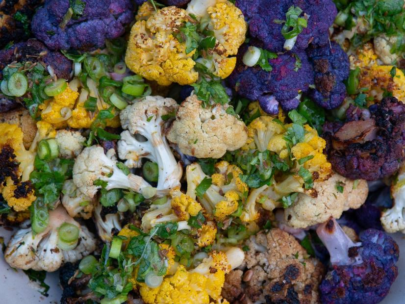 Roasted Cauliflower, as seen on Food Network's Symon's Dinners Cooking Out, Season 3.