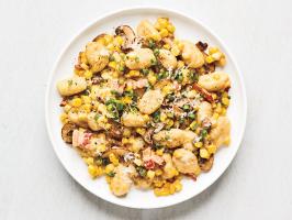 Gnocchi with Corn, Mushrooms and Bacon