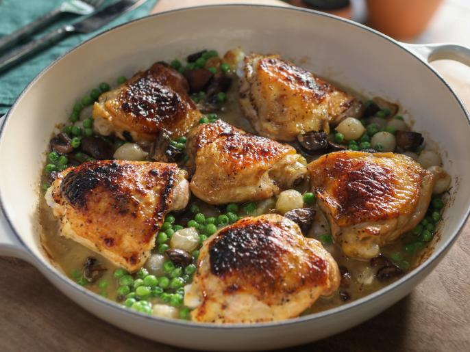 One Pan Honey Mustard Chicken Thighs Recipe Valerie Bertinelli Food Network