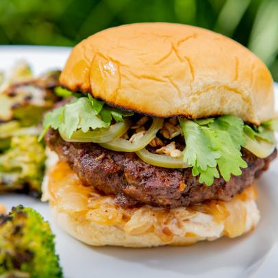 Beef and Chorizo Stuffed Burgers with Caramelized Onions | Recipe Cart | Recipe Cart
