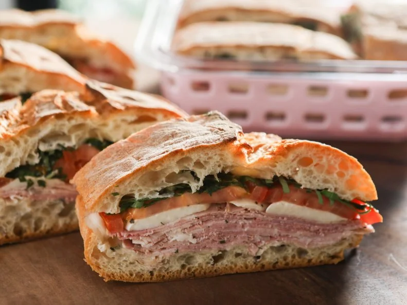 Make Ahead Ham Caprese Picnic Sandwich as seen on Valerie's Home Cooking, Season 13.