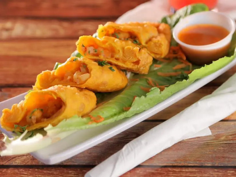 Creole Shrimp Empanadas as served at Orozco's Restaurant in San Juan, Puerto Rico, as seen on Diners, Drive-ins and Dives, season 35.