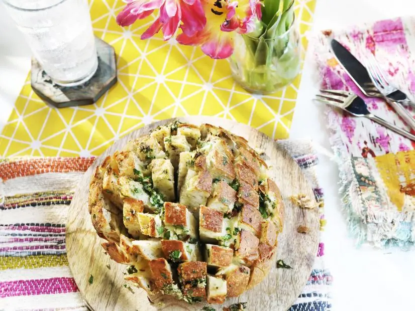 Miss Kardea Brown's Cheesy Garlic Pull-Apart Bread, as seen on Delicious Miss Brown, Season 7.