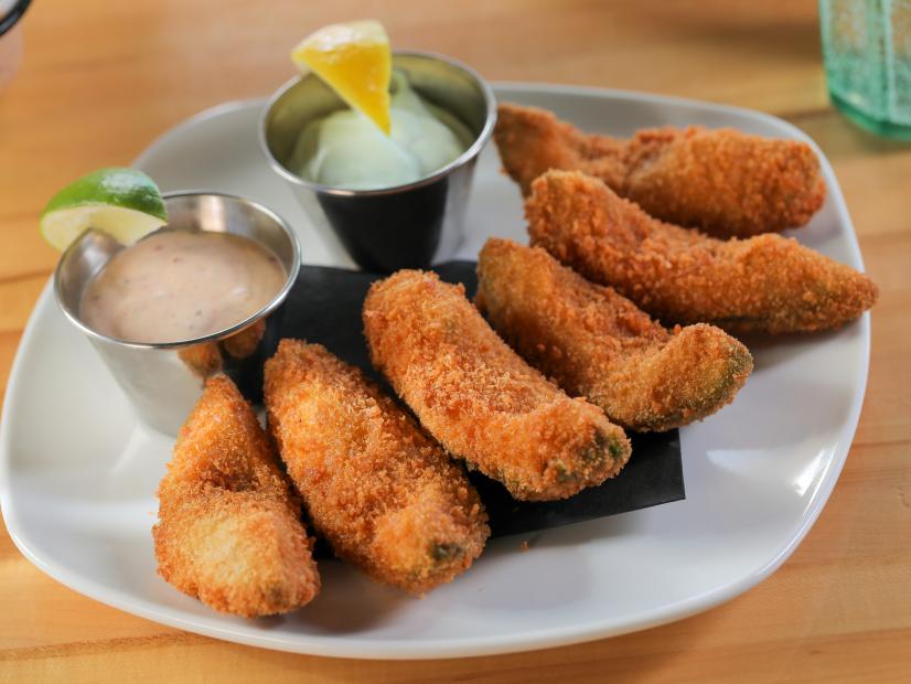 Avocado Fries as served at Grill a Burger in Palm Springs, California, as seen on Food Network's Triple D Nation: episode TXTP401H.