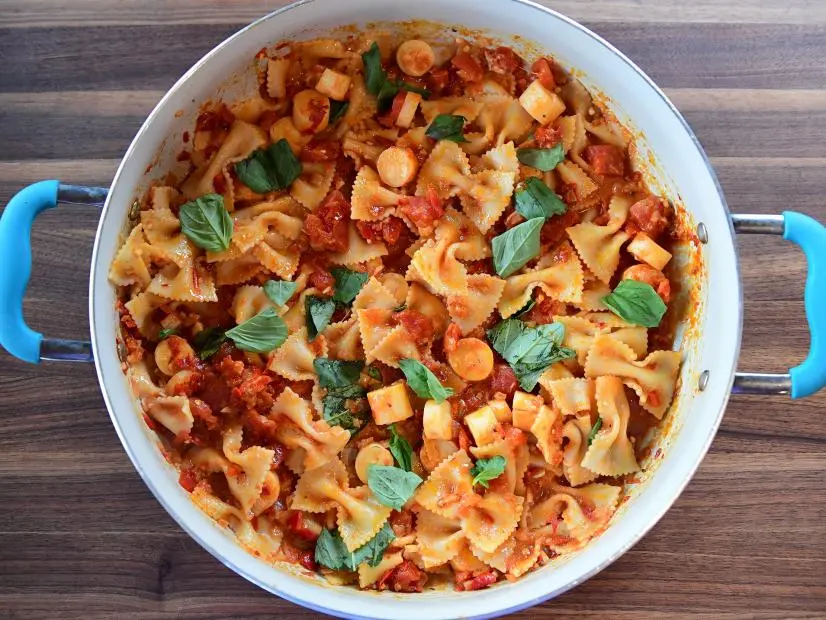Close-up of Pantry Pasta 2.0, as seen on The Pioneer Woman, season 31.