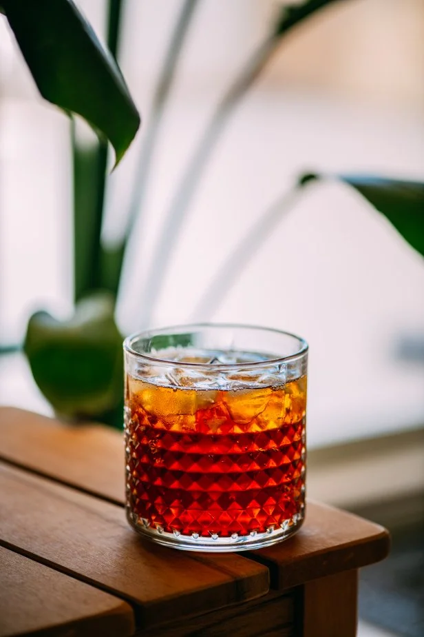 Espresso Tonic on Wooden Table