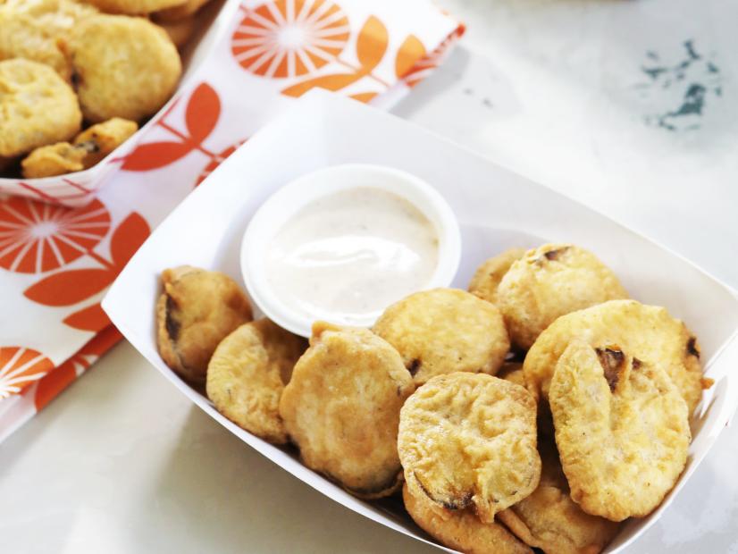 Miss Kardea Brown's Fried Pickles with Chipotle Ranch, as seen on Delicious Miss Brown, Season 7.
