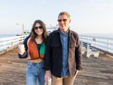 Host Bobby and Sophie Flay on the Malibu Pier in Malibu, CA, as seen on Bobby and Sophie Take the Coast, Season 1.