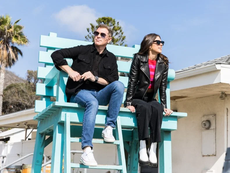 Host Bobby and Sophie Flay, at Rosenthal Wine Bar and Patio, in Malibu, CA, as seen on Bobby and Sophie Take the Coast, Season 1.