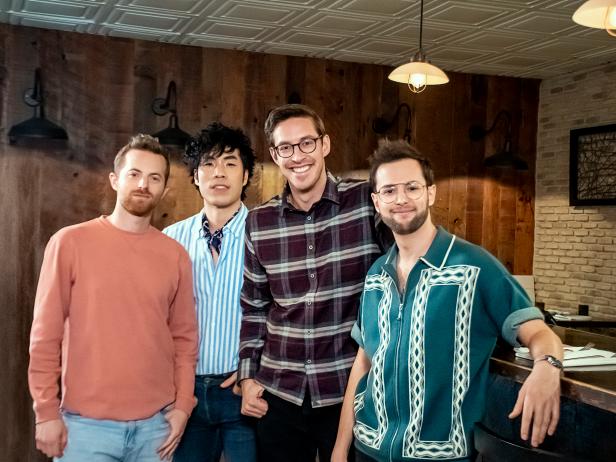 Hosts Ned Fulmer, Eugene Lee Yang, Keith Habersberg, and Zach Kornfeld at Barbareno, as seen on No Recipe Road Trip with the Try Guys,Season 1.
