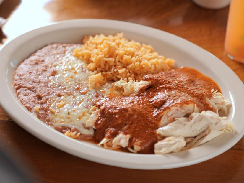 Pollo en Pipian as served at El Mirasol in Palm Springs, California, as seen on Diners, Drive-Ins and Dives, Season 35.