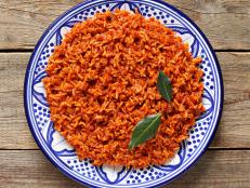 Jollof Rice. Traditional Nigerian dish. Flat layot
