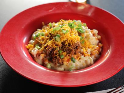 Pulled Pork Mac & Cheese as served at Homegrown Taproom in Nashville, Tennessee, as seen on Diners, Drive-Ins and Dives, Season 35.