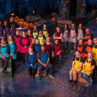 Contestants, Monique Hawk, Janira Green, Susana Mijares, Joey Lopez, Pere Yates, Jennifer Hoskins, Brittani Diehl, Marriane Daquino, Judi Dadtka, Elizabeth Harkness, William Wilson, Reggie Harris, Jannet Michael, Hannah Smith, Beverly Hansen, Willy Tuz, Jamie Louks, Julia Jankowski, Rodolfo Goncalves, Tammy Varela, Shannon Davie, Chad Gainey, Brooke Taylor Anthony Pater, Andrea Vacek and Cesar Barachina, as seen on Halloween Wars, Season 12.