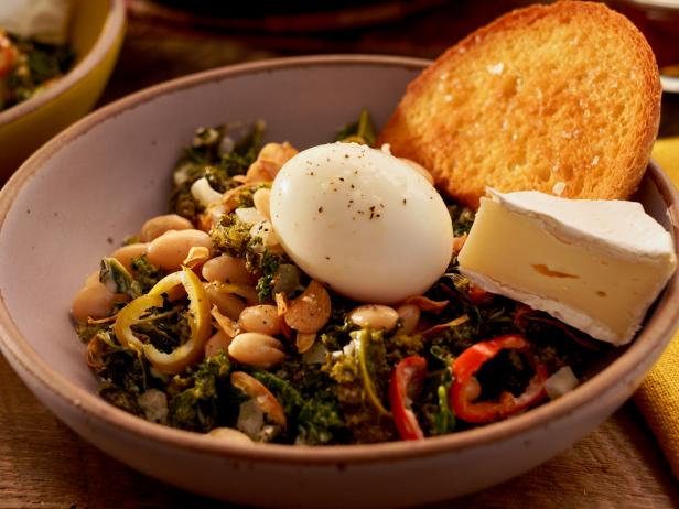 Beans and Greens With Runny Egg