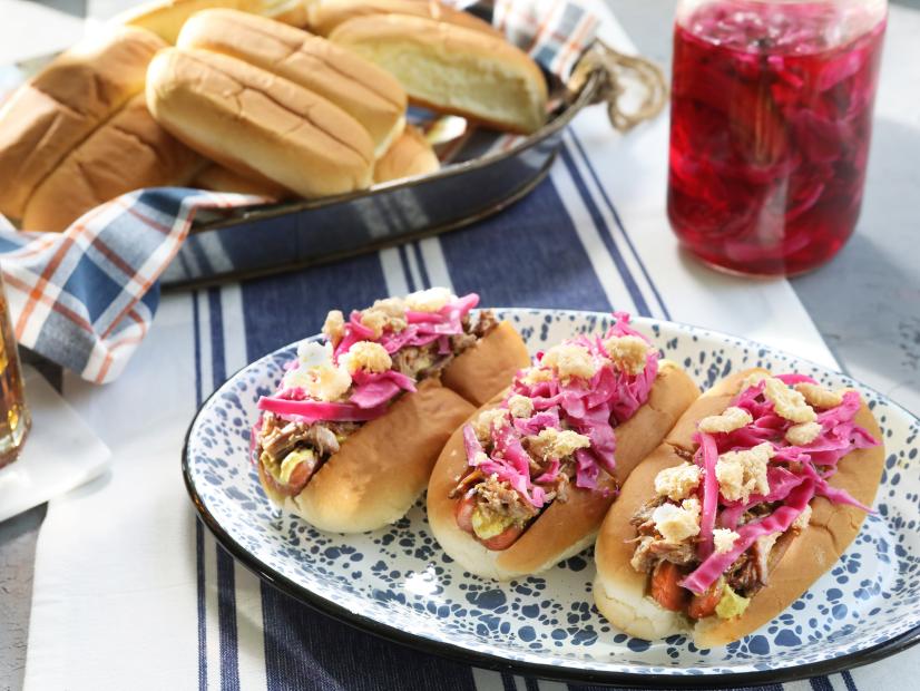 Miss Kardea Brown's Three Lil' Pigs Hot Dogs, as seen on Delicious Miss Brown, Season 7.