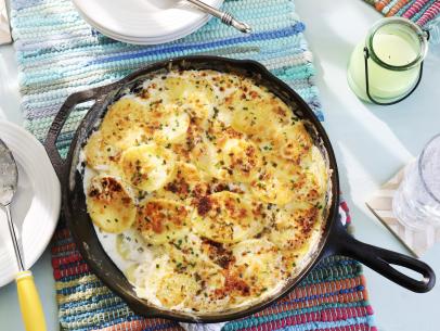 Miss Kardea Brown's Cheesy Skillet Potatoes, as seen on Delicious Miss Brown, Season 7.