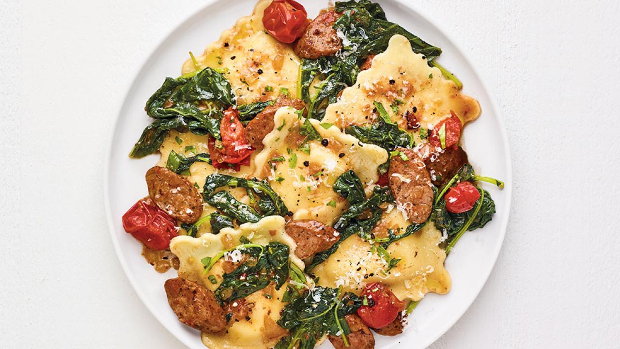 Ravioli with Chicken Sausage and Kale Recipe | Food Network Kitchen | Food  Network