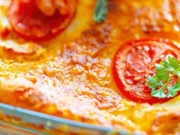 Vegetable Lasagne in a casserole dish.