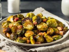 Healthy Organic Baked Brussel Sprouts with Pancetta
