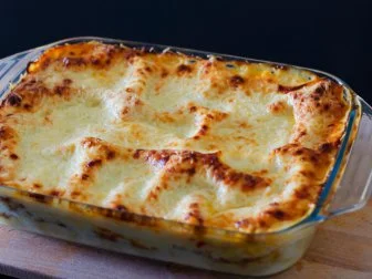 Homemade freshness beef lasagna in a casserole
