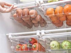 Just hook the drawers over existing fridge shelves, no tools required.