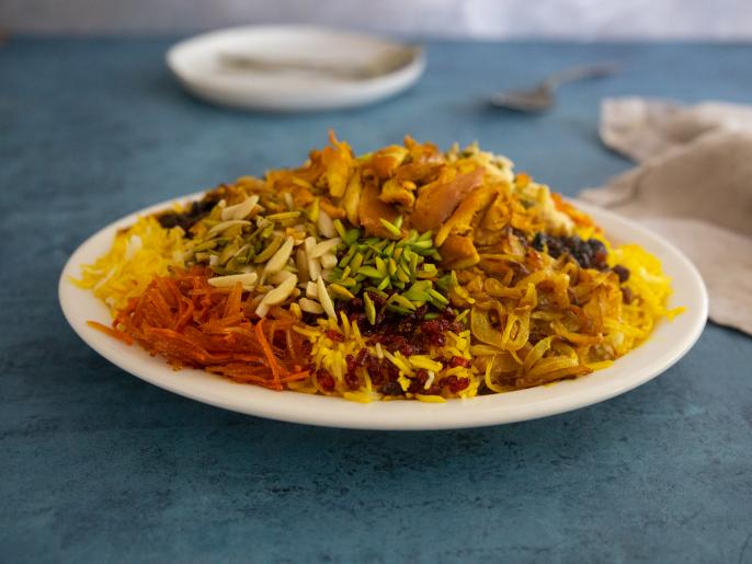 Persian Jeweled Rice with Saffron Chicken Recipe Food Network Kitchen