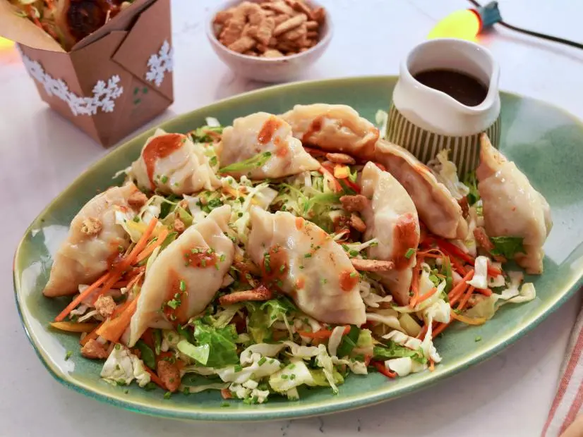 Beauty Shot of Molly Yeh's Potluck Potsticker Salad, as seen on Girl Meets Farm, Season 11.