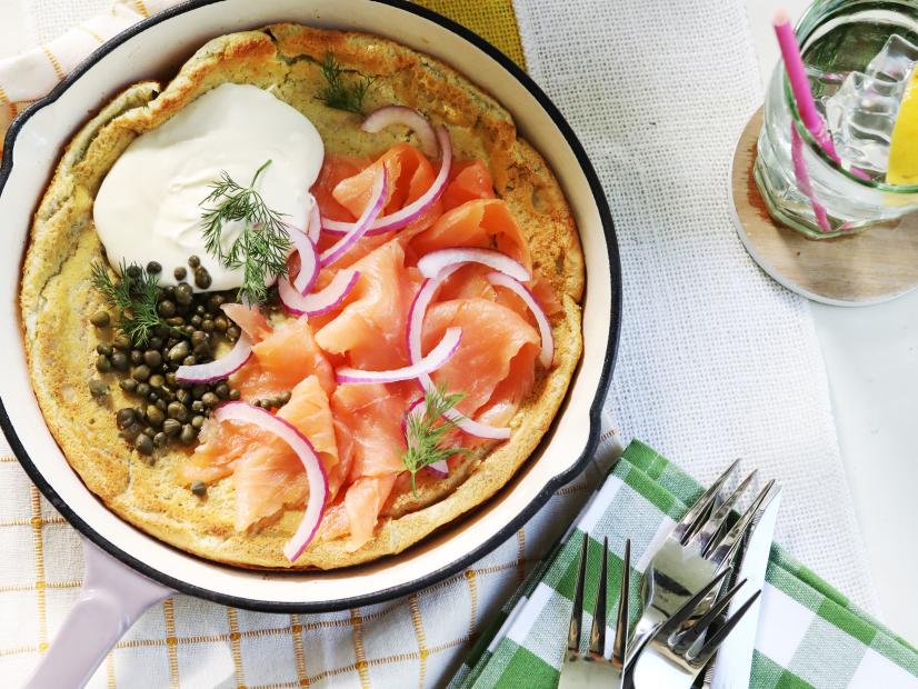 Miss Kardea Brown's Savory Dutch Baby with Smoked Salmon, as seen on Delicious Miss Brown, Season 7.