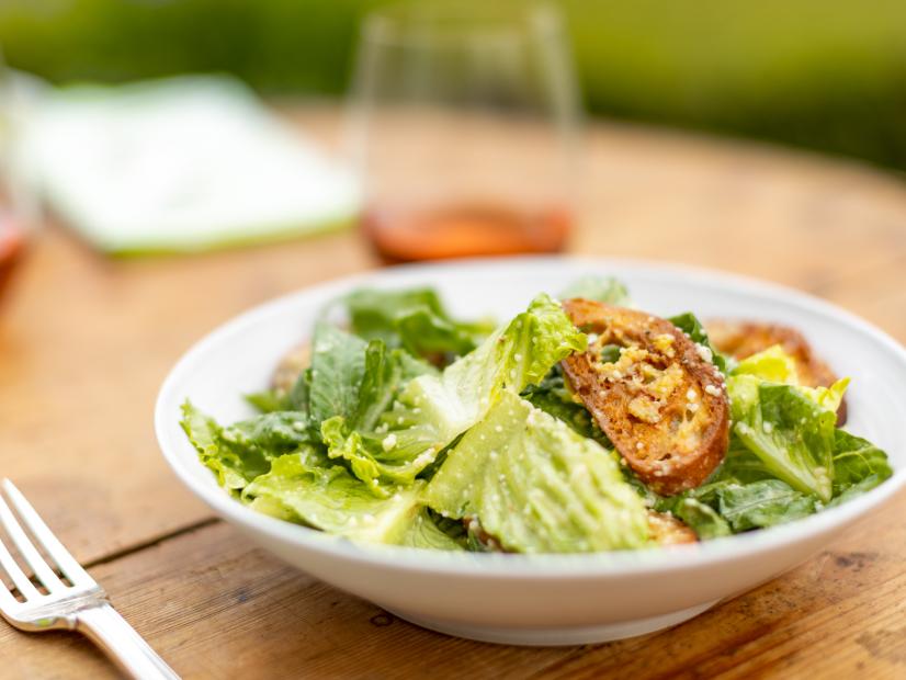 Close-up of Caesar Salad with Parmesan Croutons, as seen on Be My Guest, Season 2.