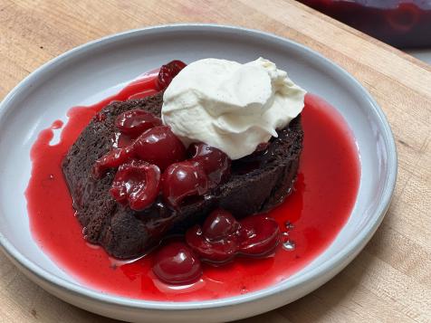 Devil’s Food Cake with Vanilla Baked Cherries