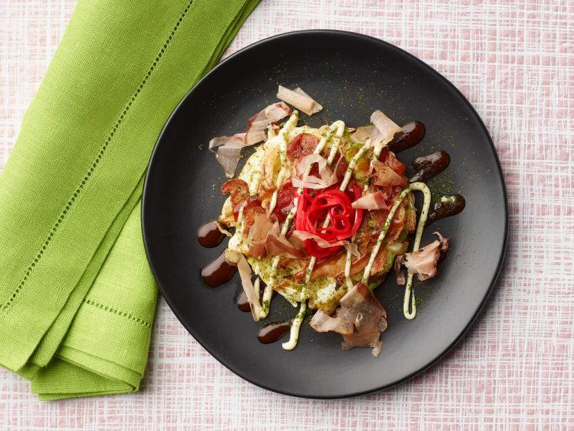 Food Network Kitchen’s Okonomiyaki as seen on Food Network.