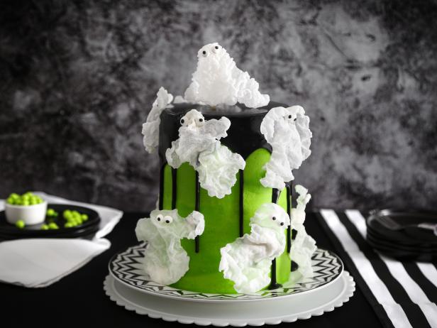Puffed Rice Paper Ghost Cake Recipe | Heather Baird | Food Network