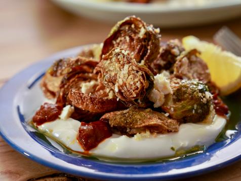 Fried Brussels Sprouts with Feta, Lemon and Breadcrumbs