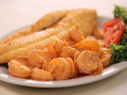 The Fried Flounder and Shrimp Platter as served at Sanitary Fish Market in Morehead City, North Carolina, as seen on Food Network's Triple D Nation, Season 4.