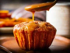 Cupcake with caramel drop. Homemade pastries